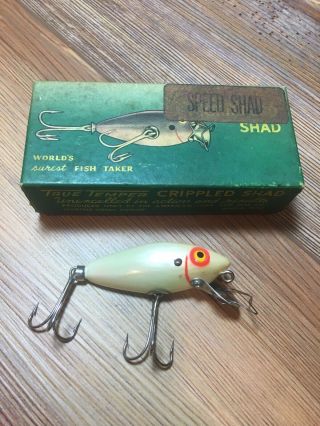 Vintage Fishing Lure True Temper Speed Shad W/box Tough Pearl White Foss Old