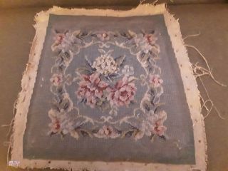 Vintage Floral Handworked Needlepoint Seat Cover Panel For Craft £20