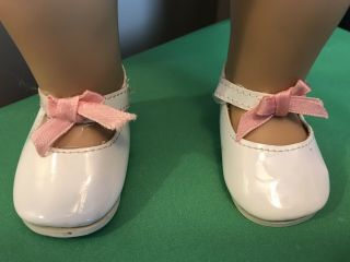 Vtg American Girl Pleasant Company White,  Pink Bows & Buckle Doll Party Shoes