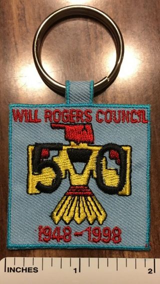 Will Rogers Council 50th Anniversary Keyring Patch 1948 - 1998 2