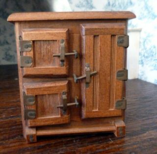 Vintage Wooden Icebox Kitchen Cabinet 1:12 Dollhouse Miniature