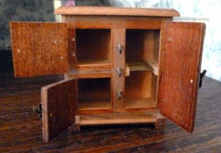 Vintage WOODEN ICEBOX Kitchen Cabinet 1:12 Dollhouse Miniature 3