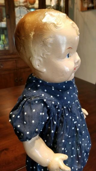 Vintage 1930 ' s Composition Baby Doll Big Happy Dimples Painted Eyes 4