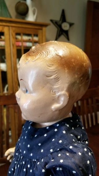 Vintage 1930 ' s Composition Baby Doll Big Happy Dimples Painted Eyes 5