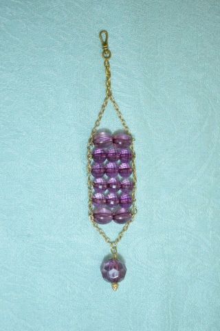 Old Antique Vintage Pocket Watch Fob Chain With Amethyst Stones & Claw/clasp