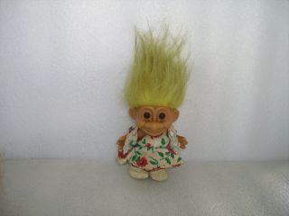 Vintage 5 " Russ Troll Doll With Yellow Hair,  Made In China