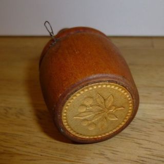 Miniature Wooden Butter Press Berries & Leaves 3” Tall Vintage Antique Stamp