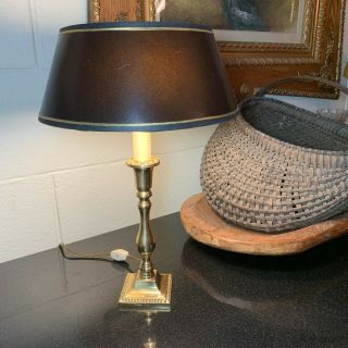 Midcentury Vintage 16 " Brass Candlestick Electric Double Bulb Lamp -