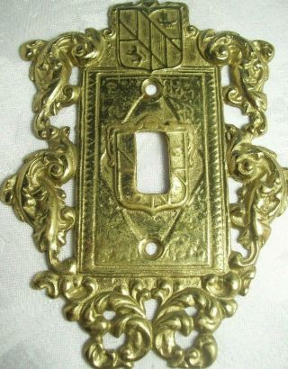 Vintage Virginia Metal Crafters Brass Ornamental Switch Plate Cover Vmc 24 17