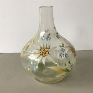 Antique Clear Glass Hand Blown Hand Painted Vase