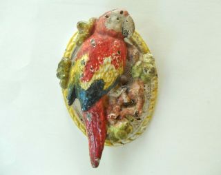 Vintage Antique Red Parrot Door Knocker Cast Iron Hubley (?) Bird