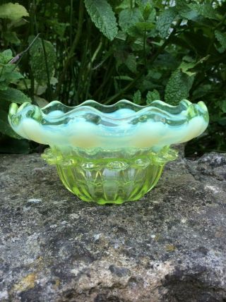 Antique Vaseline Glass Bowl Late 19th C Early 20th C