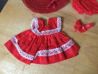 Vintage VOGUE DOLLS Ginny/Jill Outfit Red Dress W Lace,  Panties Hat Shoes 2