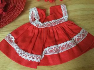 Vintage VOGUE DOLLS Ginny/Jill Outfit Red Dress W Lace,  Panties Hat Shoes 3