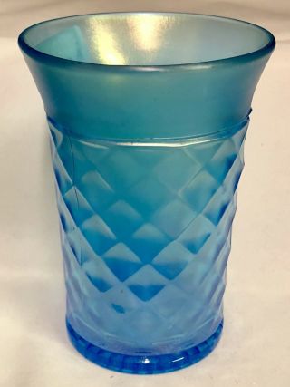 Antique 1915 Northwood Carnival Glass - Concave Diamonds In Celeste Blue Tumbler