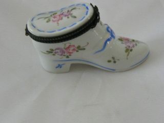 19th C Antique French Limoges Hand Painted Porcelain Trinket Box