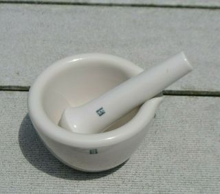 Vintage Coors 52206 White Porcelain 4 " Mortar With 52209 Pestle,  Usa Made