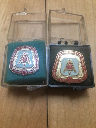 Brotherhood Of Carpenters And Joiners 20 And 50 Year Enamel Union Pin Ex