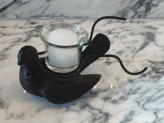 Jan Barboglio Hand Forged Heavy Paloma Bird Including Glass Candle Votive
