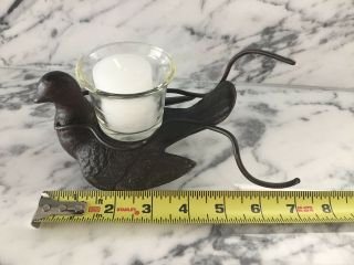 Jan Barboglio Hand Forged Heavy Paloma Bird including glass candle Votive 2