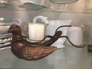 Jan Barboglio Hand Forged Heavy Paloma Bird including glass candle Votive 3