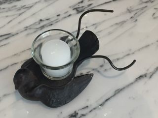 Jan Barboglio Hand Forged Heavy Paloma Bird including glass candle Votive 5
