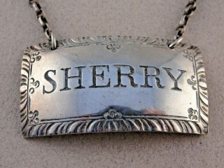 American Sterling Silver Wine Label - Sherry.  Stieff C1900