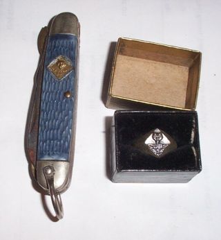 Cub Scout Camillus Knife And Sterling Ring,  Bsa Boy Scout Collectible