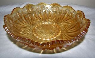 Antique Millersburg Carnival Glass Marigold Rays & Ribbons/cactus Ice Cream Bowl