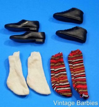 (4) Pair Ken Doll Socks & Shoes Vintage 1960 