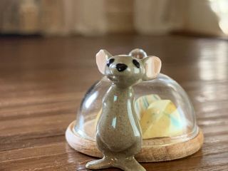 Vintage Miniature Dollhouse Artisan Porcelain Mouse " What Cheese? " 3/4 " Tall