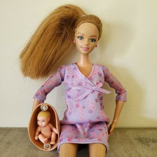 Happy Family Barbie Pregnant Midge Doll Baby Belly Dress With Baby