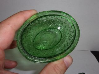 Antique Vintage Green Glass Hen on Nest Signed Unkown Maker 5