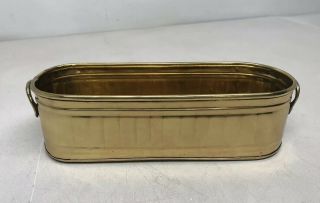 Brass Lacquered Oval 11 Inch Brass Container With End Handles