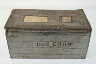 1940s Metal Egg Mailing Crate & Vintage " Win The War " Postage Stamps Antique