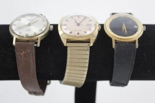 3 x Vintage Gents Gold Tone WRISTWATCHES Hand - Wind Automatic Inc.  Rotary 5