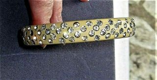 Vtg Antique Bracelet Art Deco Clear Rhinestone Celluloid Bangle Jewelry Vy Fine