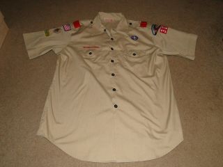 Boy Scouts Authentic Uniform Shirt Adult Size Xl In W/ Patches
