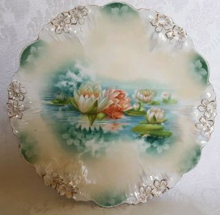 Antique Rs Prussia Reflecting Water Lily Plate 7 3/4 " 2