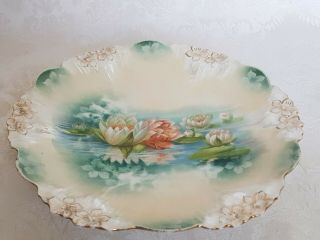 ANTIQUE RS PRUSSIA REFLECTING WATER LILY PLATE 7 3/4 