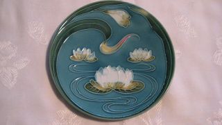 5 Antique ZELL MAJOLICA ART NOUVEAU 2474 Water Lily 11.  5 & 7.  5 PLATES GERMANY 5