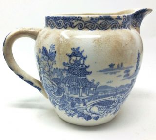 Antique Blue Willow China Pitcher Made In England Grindley