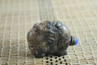 Exquisite Chinese Antique Old Jade Elephant/monkey Snuff Bottle Z416