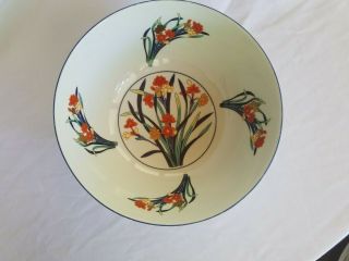 Tiffany & Co.  Antique Porcelain Bowl - White Gold Leaf & Multi Colored Flowers