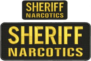 " Sheriff Narcotics " Embroidery Patch 4x10 And 2x5 Inches Hook Gold Letters