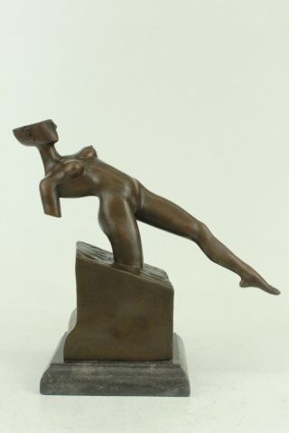 Nude Female Figure Stretching Rodin Abstract Bronze Art Noveau Sculpture Statue