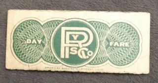 Antique Pittsburgh Railways Company Fare Ticket Bank Note Railroad Old