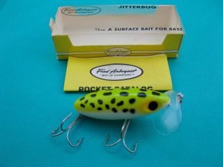 Vintage Arbogast Jitterbug - Clear Plastic Lip Frog - Unfished With Cataog
