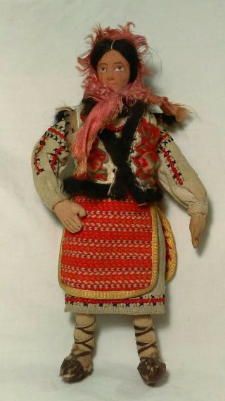 Vintage Kimport Doll Made In Poland Painted Face Ethnic Clothing