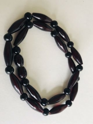 Antique Art Deco Cherry Amber Bakelite Bead Necklace 10.  2 Grams 4